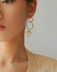 Metal Circle Baroque Pearl Drop Earrings -9