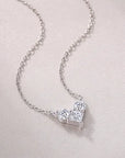 Mini Heart Moissanite Pendant Necklace White Gold Silver