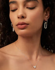 Mini Heart Moissanite Pendant Necklace White Gold Silver