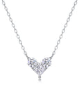 Mini Heart Moissanite Pendant Necklace White Gold Silver