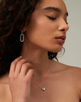 Mini Heart Moissanite Pendant Necklace White Gold Silver