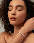Moissanite Half Tennis Adiustable Bracelet 3mm White Gold Silver