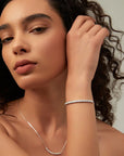 Moissanite Half Tennis Adiustable Bracelet 3mm White Gold Silver