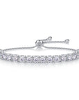 Moissanite Half Tennis Adiustable Bracelet 3mm White Gold Silver