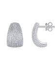 Moissanite Huggie Earrings White Gold Silver