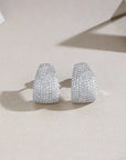 Moissanite Huggie Earrings White Gold Silver