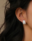 Moissanite Huggie Earrings White Gold Silver