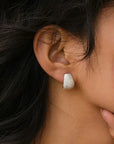 Moissanite Huggie Earrings White Gold Silver