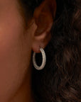 Moissanite Tennis Hoop Earrings White Gold Silver