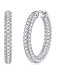 Moissanite Tennis Hoop Earrings White Gold Silver