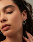 Moissanite Tennis Hoop Earrings White Gold Silver