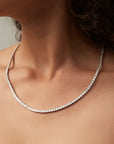 Moissanite Tennis Necklace 3mm White Gold Silver