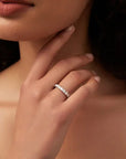 Moissanite Tennis Stacking Ring White Gold Silver