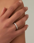 Moissanite Tennis Stacking Ring White Gold Silver