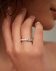 Moissanite Tennis Stacking Ring White Gold Silver