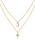 Moon Star Moissanite Chain Necklace Bundle