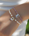 Multicolored Zircon Beaded Letter Name Bracelet-3