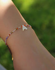 Multicolored Zircon Beaded Letter Name Bracelet-7