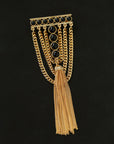 Ball Black Agate Stone Tassel Brooches