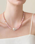 Pink Stone Beaded Baroque Pearl Necklace-1