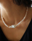 Pink Stone Beaded Baroque Pearl Necklace-4