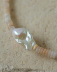 Pink Stone Beaded Baroque Pearl Necklace-5