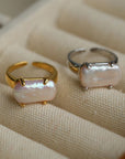 Rectangular Baroque Pearl Open Ring -3