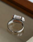 Rectangular Baroque Pearl Open Ring -6