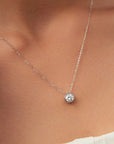 Round Cut Moissanite Pendant Necklace White GoldSilver