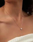 Round Cut Moissanite Pendant Necklace White GoldSilver