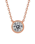 Round Cut Moissanite Pendant Necklace White GoldSilver