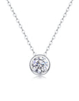 Round Cut Moissanite Pendant Necklace White GoldSilver