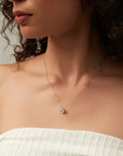 Round Cut Moissanite Pendant Necklace White GoldSilver