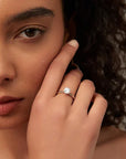 Round Cut Moissanite Statement Ring White Gold1ct Silver