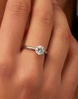 Round Cut Moissanite Statement Ring White Gold1ct Silver