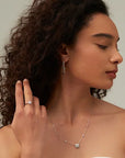 Round Cut Moissanite Statement Ring White Gold1ct Silver
