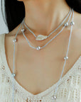 Sea's Embrace Series Aquamarine Pearl Long Necklace -4