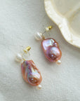 Sea's Embrace Series Colorful Baroque Pearl Earrings -4