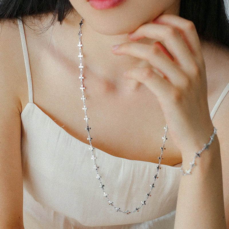 Simple Cross Bracelet Gold Silver -8