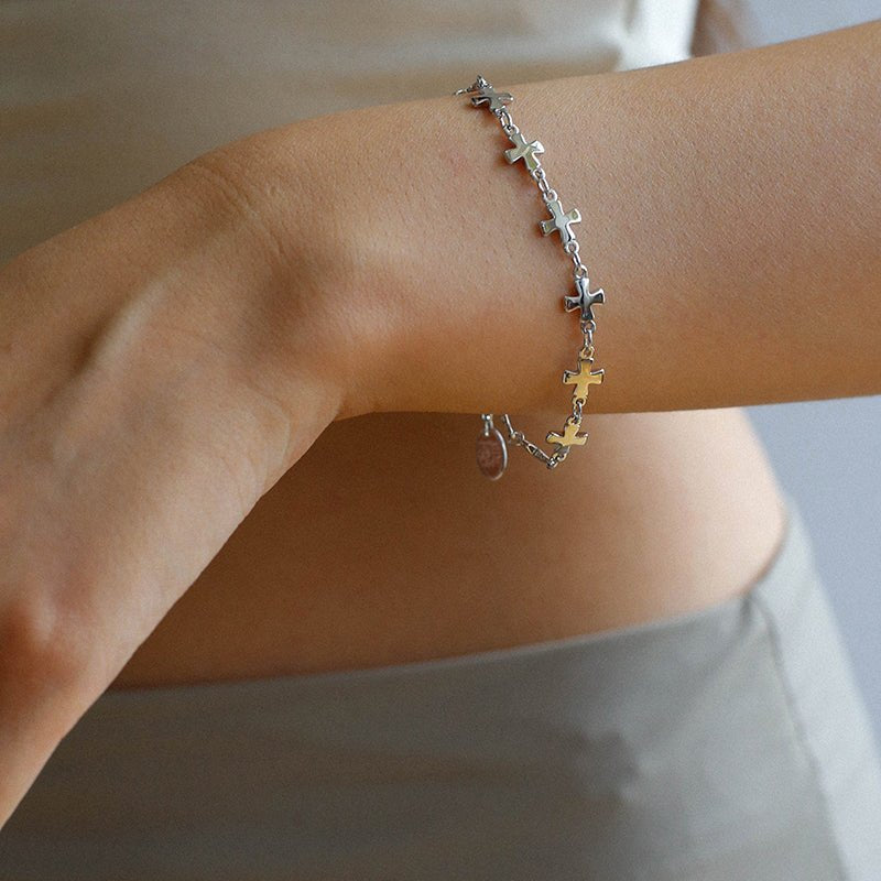 Simple Cross Bracelet Gold Silver -9