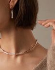 Simple Long Baroque Toothpick Pearl Earrings -1
