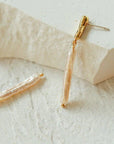 Simple Long Baroque Toothpick Pearl Earrings - 3