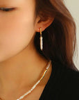 Simple Long Baroque Toothpick Pearl Earrings - 6