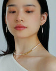 Simple Long Baroque Toothpick Pearl Earrings - 8
