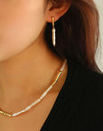 Simple Long Baroque Toothpick Pearl Earrings - 9