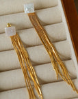 Square Baroque Pearl Gold Tassel Earrings-2