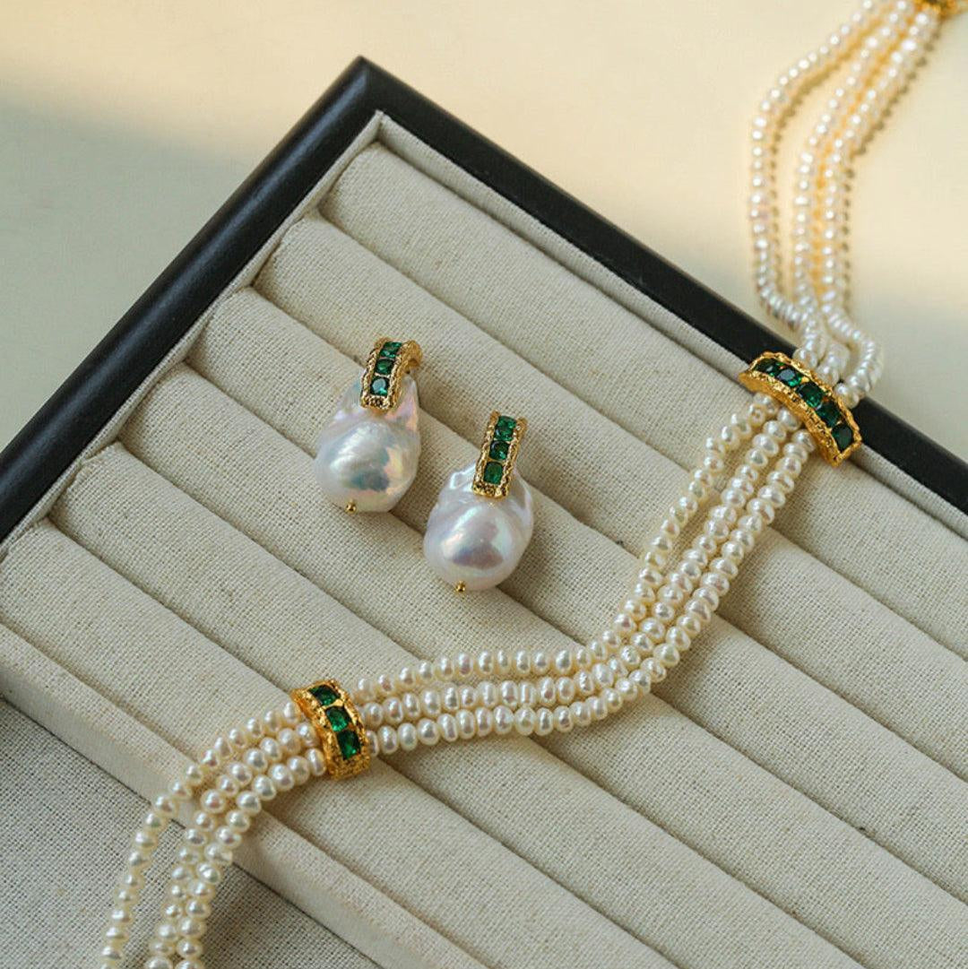 Vintage Natural Pearl Baroque Earrings-6