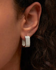 Moissanite Tennis U Hoop Earrings White Gold Silver