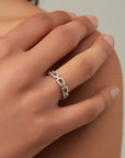 Anchor Chain Moissanite Stacking Ring White Gold Silver