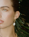 Baroque Pearl Molten Texture Hoop Earrings